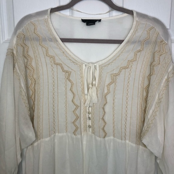 SANCTUARY White Beaded Boho Flowy Blouse Top Medium - Picture 2 of 7
